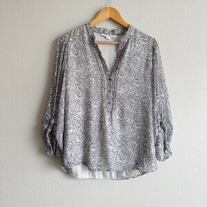 Diane Von Furstenberg Syrah Print Chiffon Silk Blouse Size 10